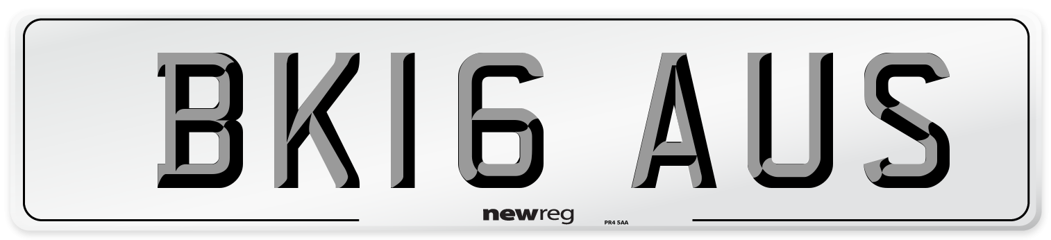 BK16 AUS Number Plate from New Reg